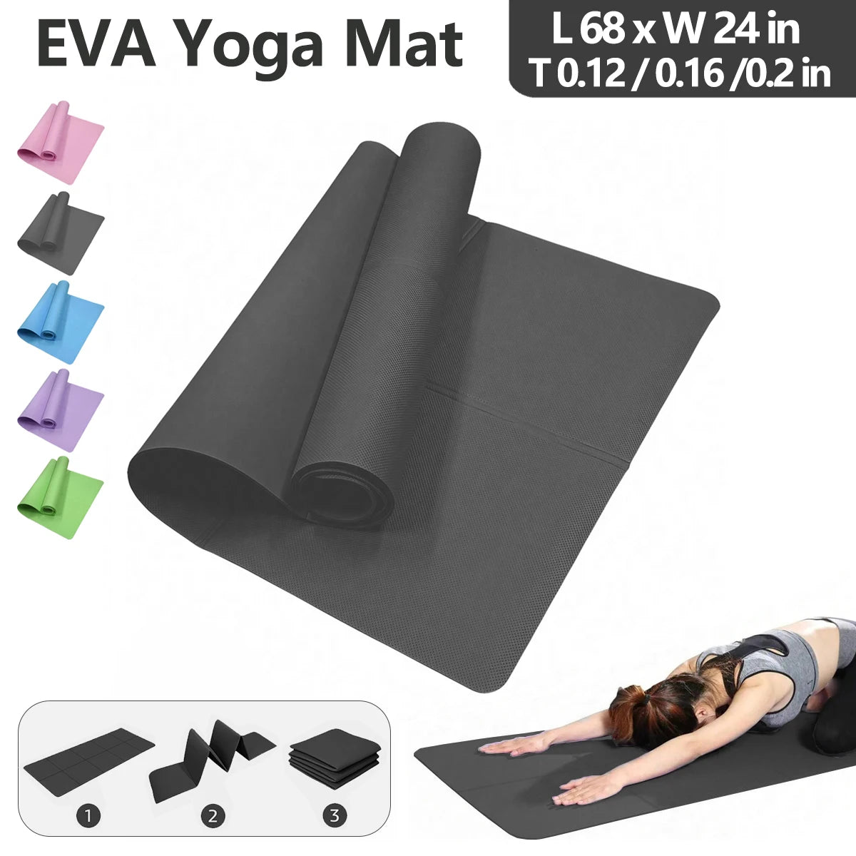 Tappetino Yoga Pieghevole Antiscivolo per Fitness e Pilates