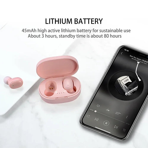 Auricolari Bluetooth TWS A6S Wireless 5.0 Stereo con Microfono e Custodia Ricarica