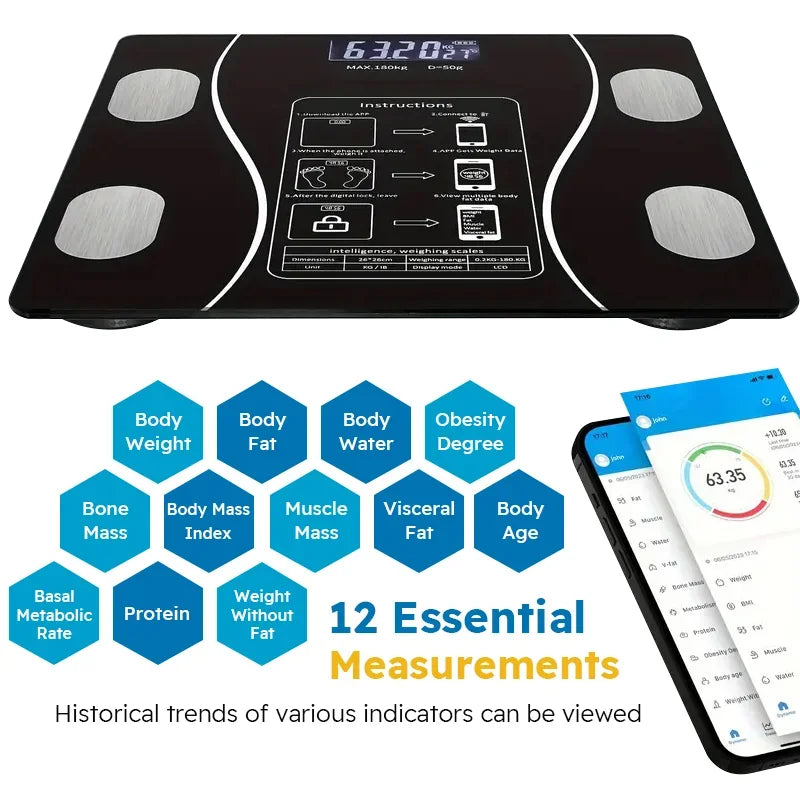 Bilancia Smart Bluetooth Analisi Corporea Digitale Body Fat Scale per Fitness Salute e Tecnologia